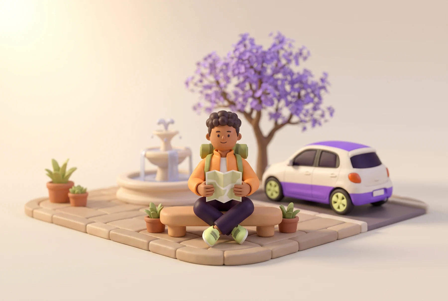 A Pronto character making plans for a trip through the city.