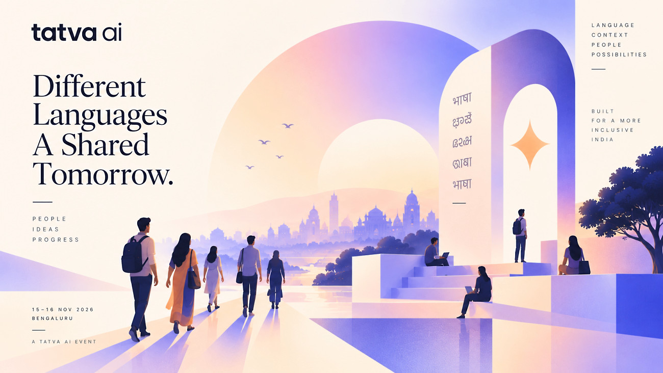 Tatva stage visualisation with multilingual campaign graphics