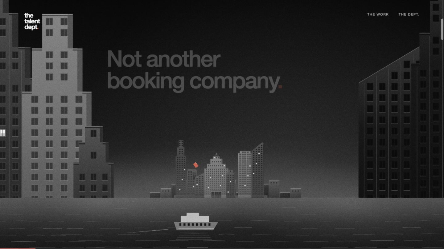The journey begins at a harbour beneath a softly lit city skyline